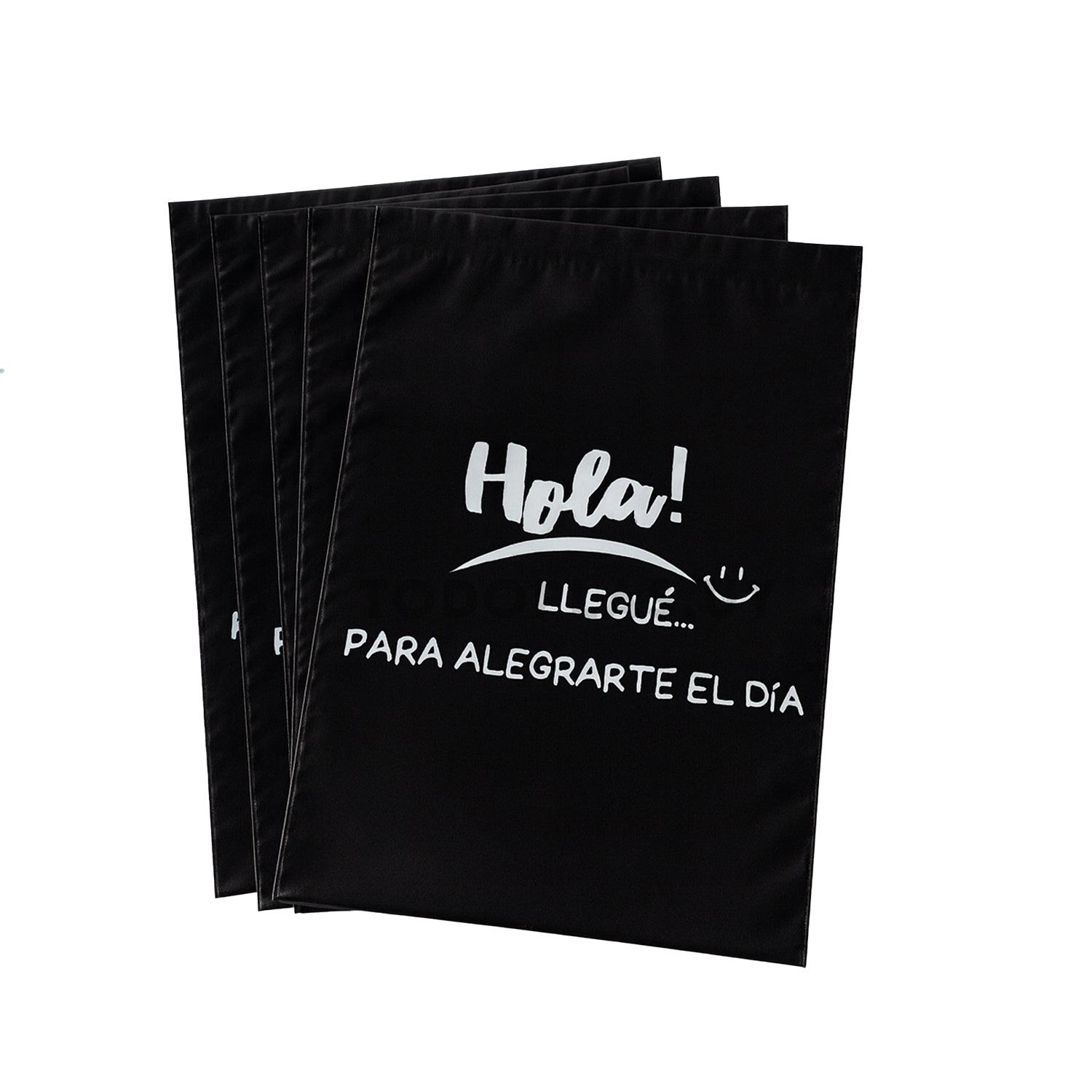 Bolsa envios ecommerce negra con FRASE y cierre adhesivo 30x40cm