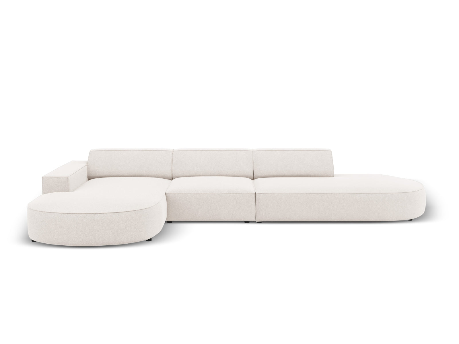 MICADONI Jodie hjørnesofa venstre 4 sæder beige stof og sort plastik