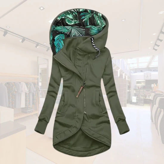 Image of Dames Hooded Asymmetrische Longline Jas