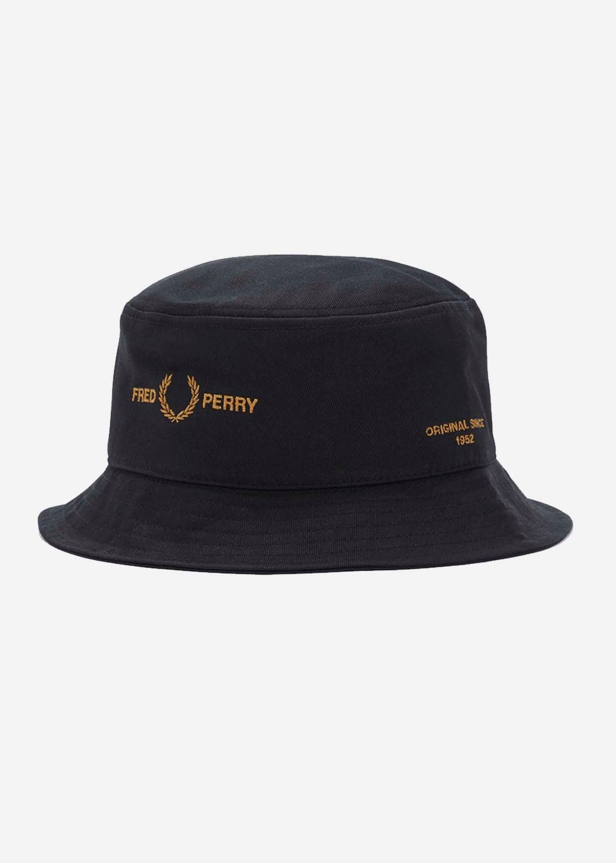 Fred Perry Bucket Hats  Branded twill bucket hat - black