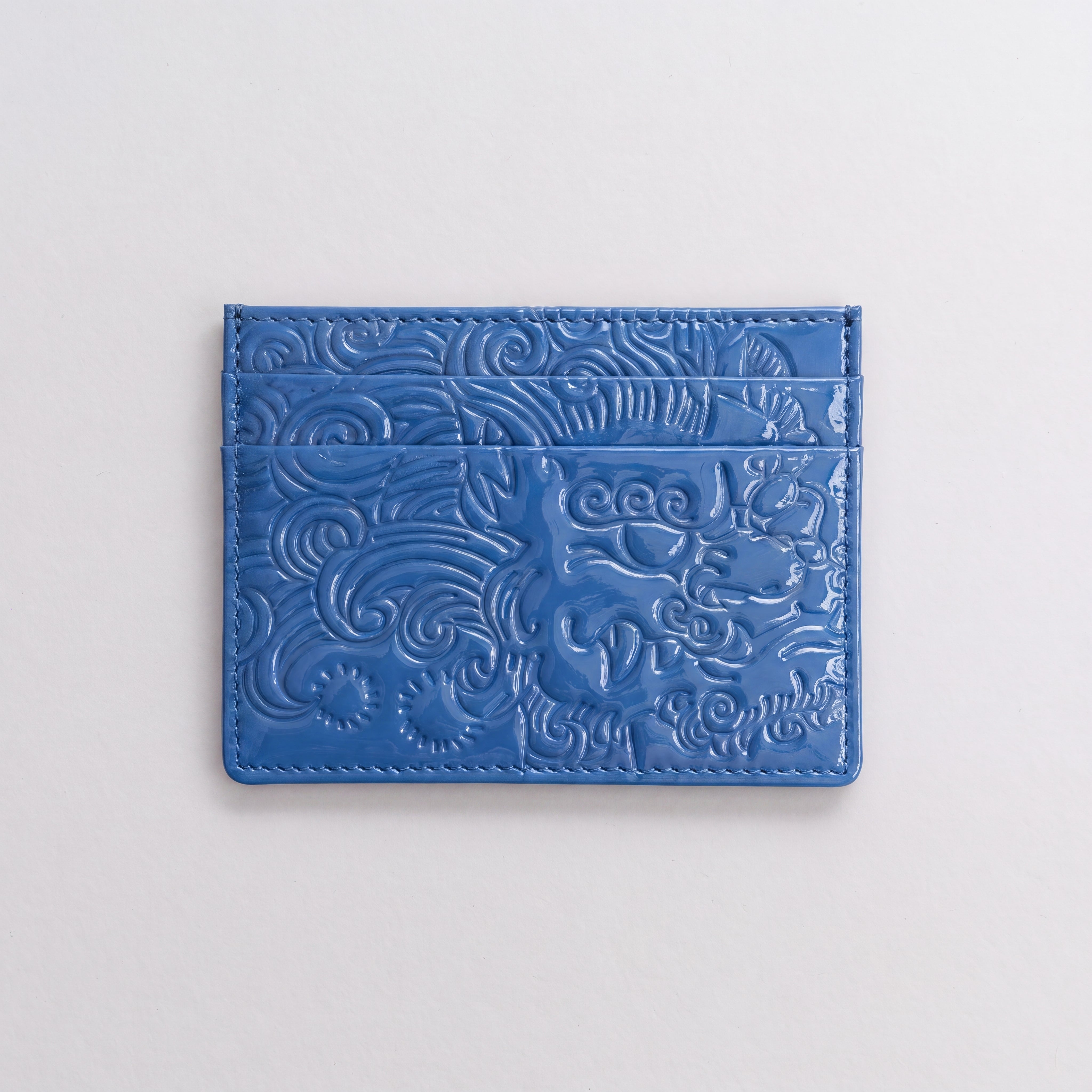 PATENT LEATHER CARDHOLDER AZURE BLUE