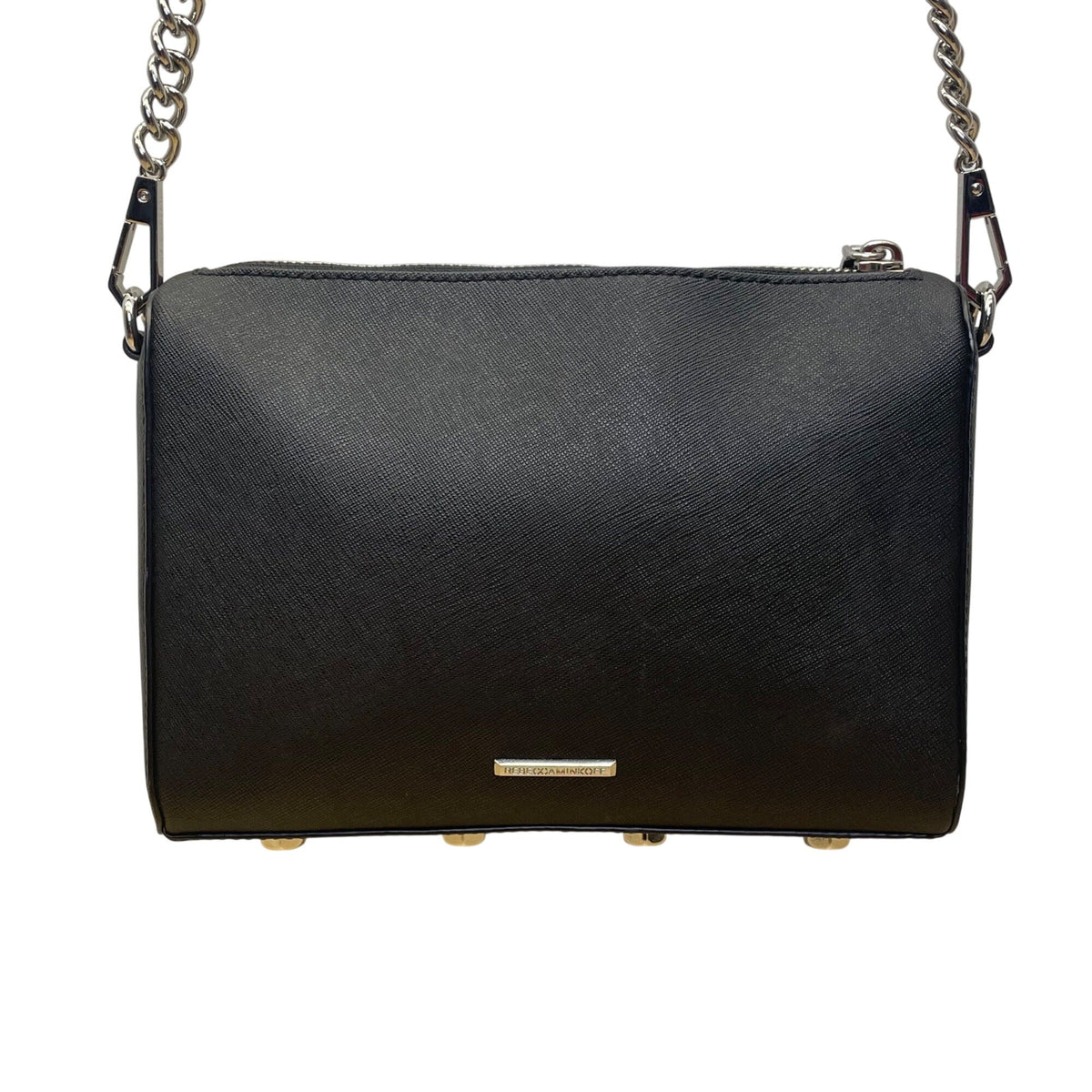 Rebecca Minkoff Women’s Black Leather Chain Strap Compact Design Crossbody  Bag