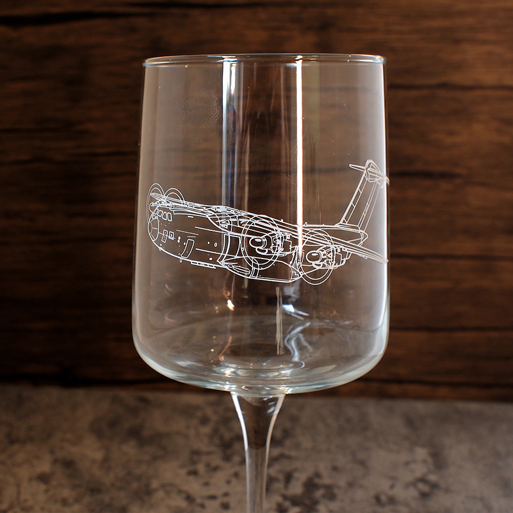 Our Airbus A400M Atlas artwork engraved on Iconic Wine Glass