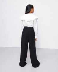 Rikki trouser wideleg - noir (Super kule bukser i sort med hint av glitter)