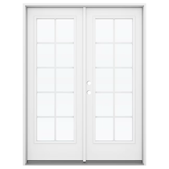 JELD-WEN 60-in x 80-in Low-e External Grilles Primed Steel French Right-Hand Inswing Double Patio Door