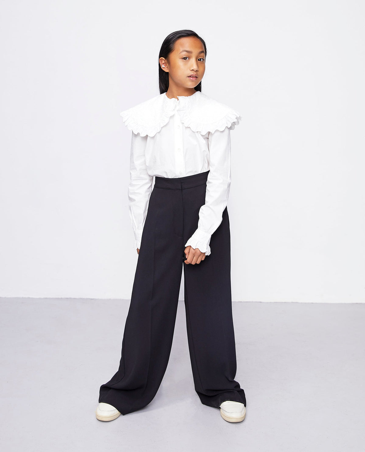 Rikki trouser wideleg - noir (Super kule bukser i sort med hint av glitter)