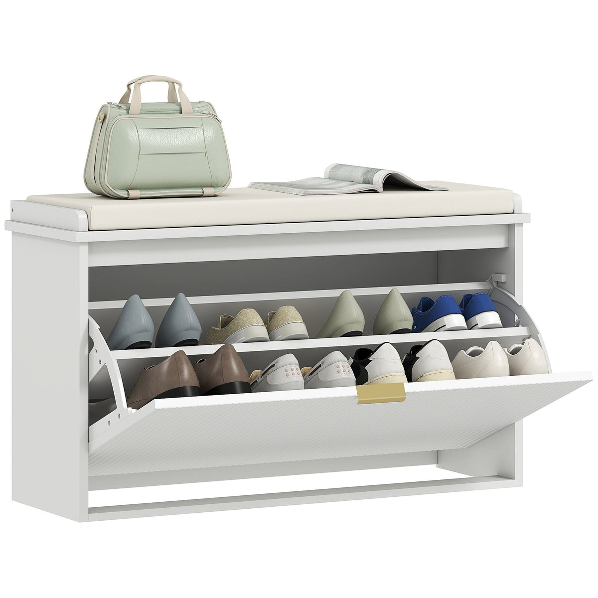 easycomfort easycomfort panca scarpiera con ripiano interno in legno e tessuto effetto lino 80x26x47 5 cm bianca e beige