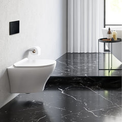 Monaco Wall-Hung Toilet Bundle 0.8/1.6 GPF Dual Flush in Glossy White with Black Flush Plate