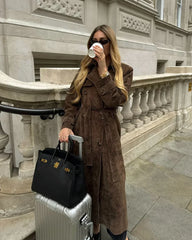 Suède Trenchcoat Dames Retro Elegant – Sophie