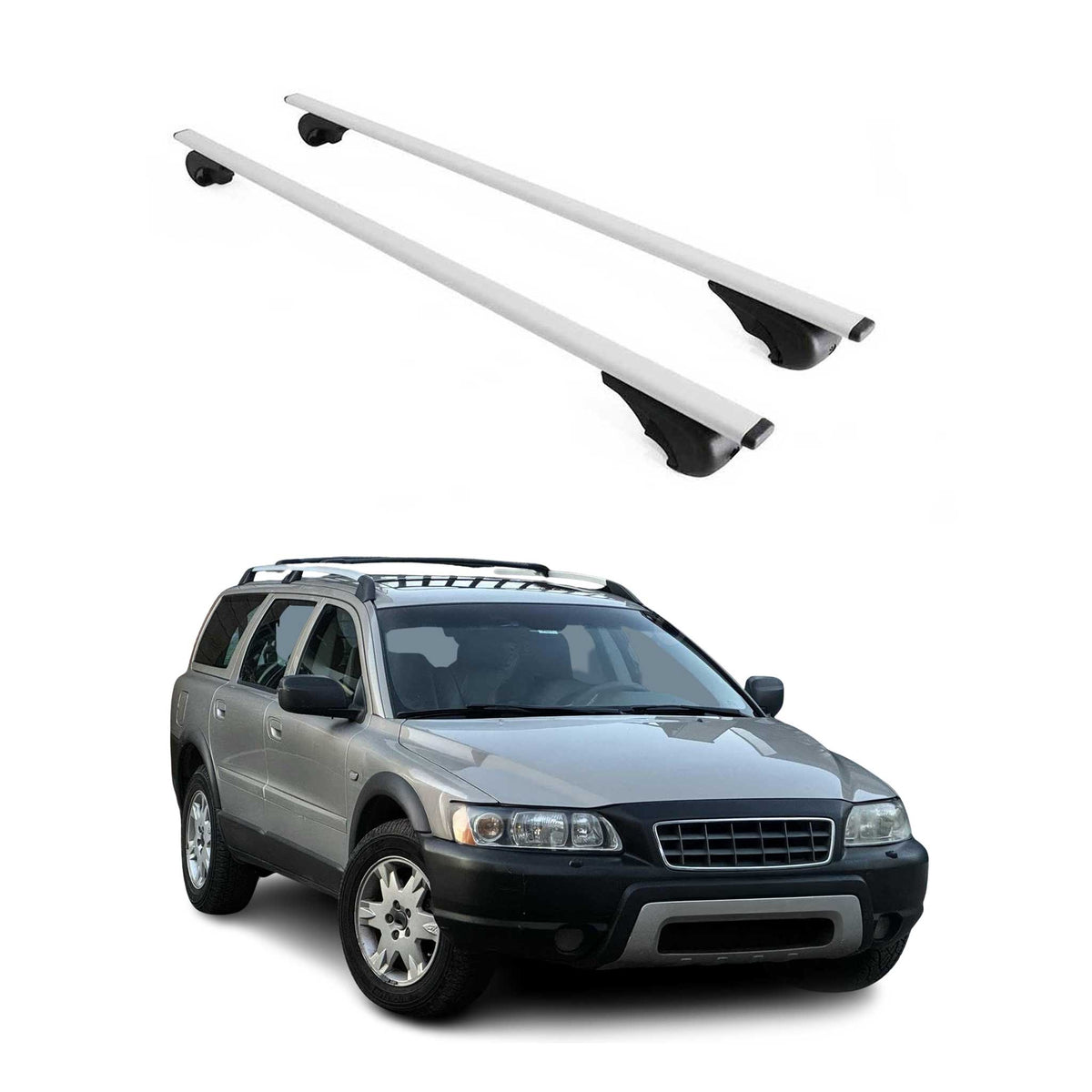 Dachträger Grundträger für Volvo XC70 mk1 1997-2000 75kg Stahl Silber 2 tlg