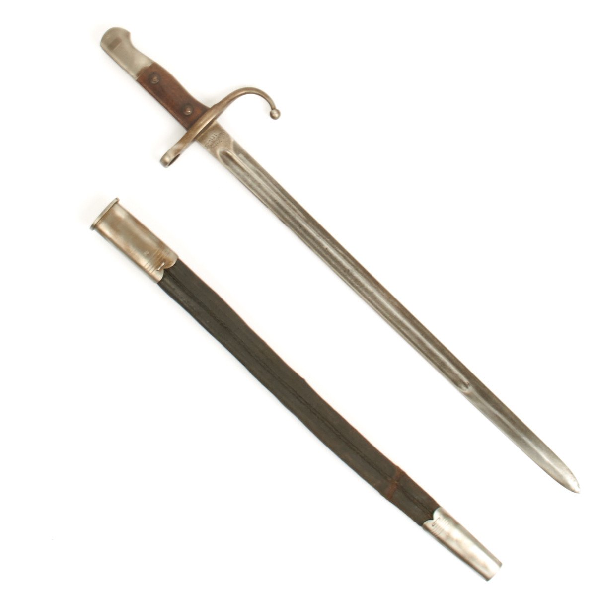 Original Turkish Model 1890 Mauser Rifle Sword Bayonet with Scabbard Original Items