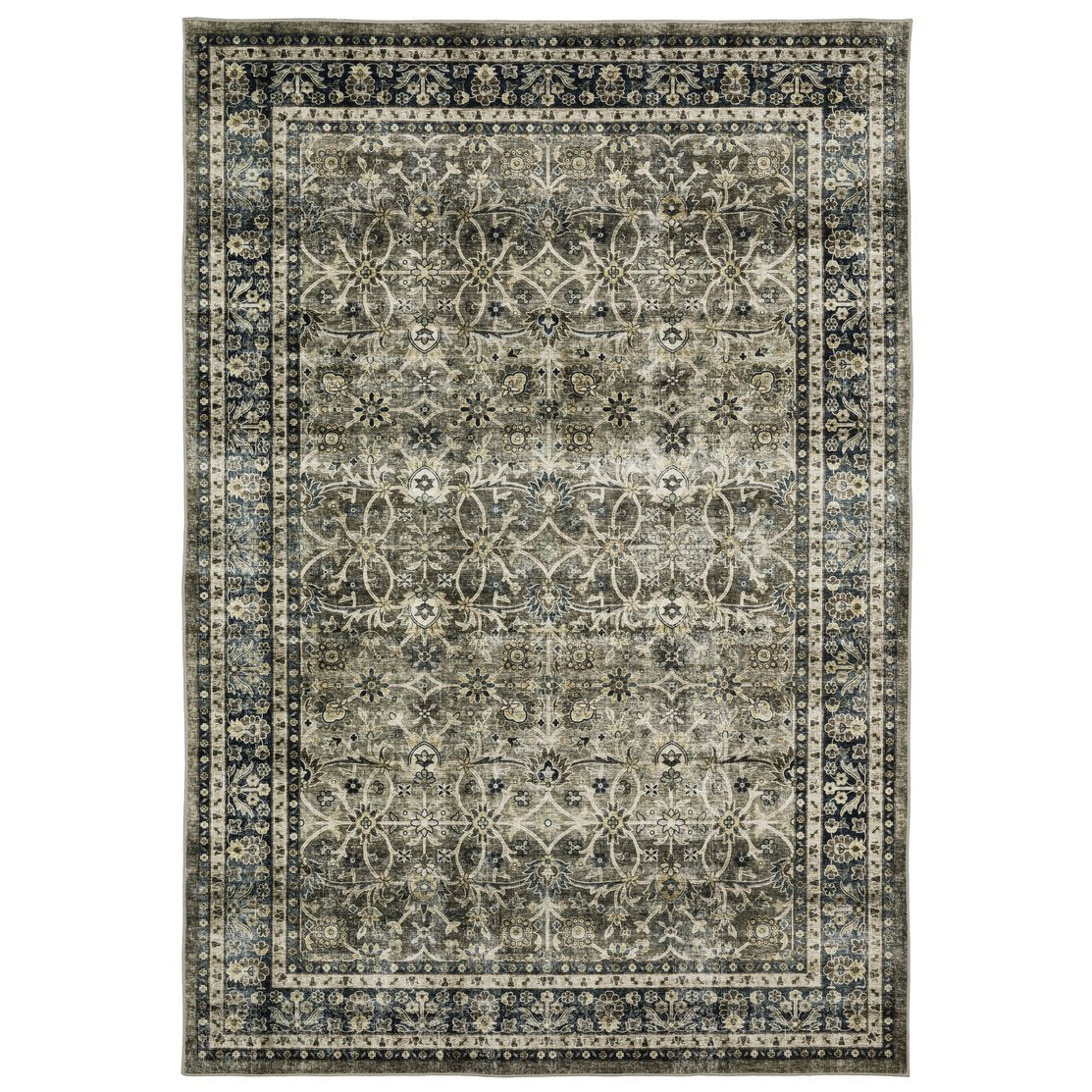 Oriental Weavers Sumter Indoor Area Rug - Machine Washable, Non-slip Backing, Perfect For High-traffic Family Spaces Charcoal Grey,Blue Polyester Ssum06228305st