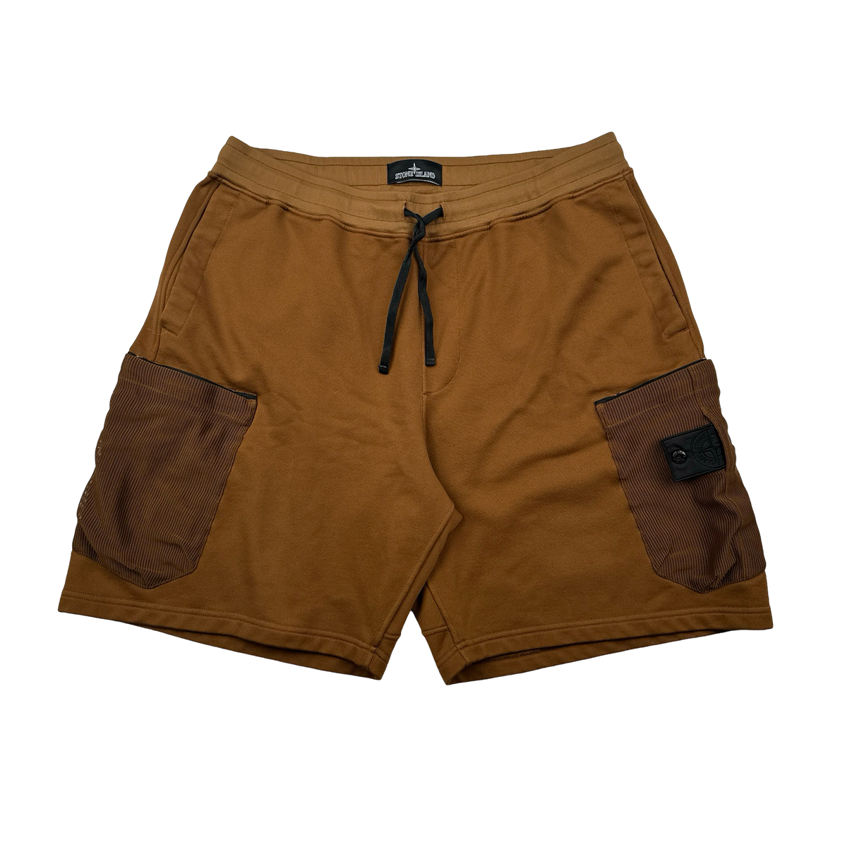 Stone Island 2021 Shadow Project Brown Garment Dyed Mesh Cargo Pocket Shorts -XL