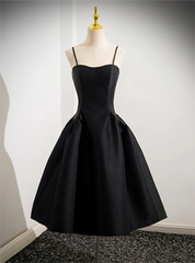 Homecoming Dresses,simple A-line Satin Black Short Prom Dress, Cute Black Homecoming Dress