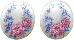 Floral Transfer Pearl Button Style Earrings
