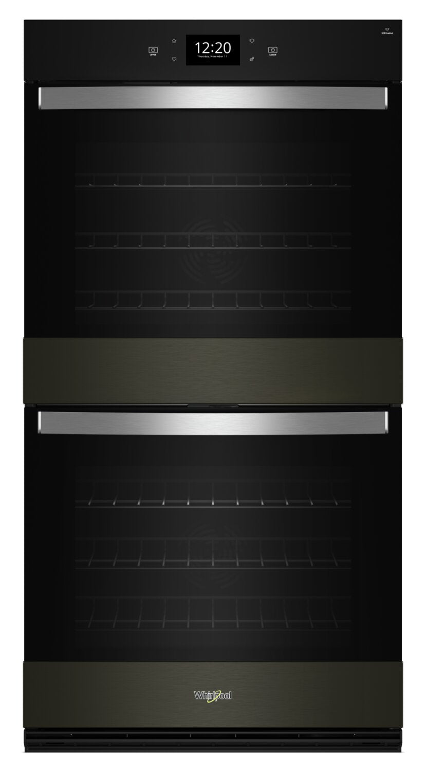 Whirlpool 30" 10 Cu. Ft. Electric Double Wall Oven with True Convection - Black Stainless Steel with… | Four mural double électrique Whirlpool de 10 pi³ et de 30 po avec convection véritable - acier inoxy…