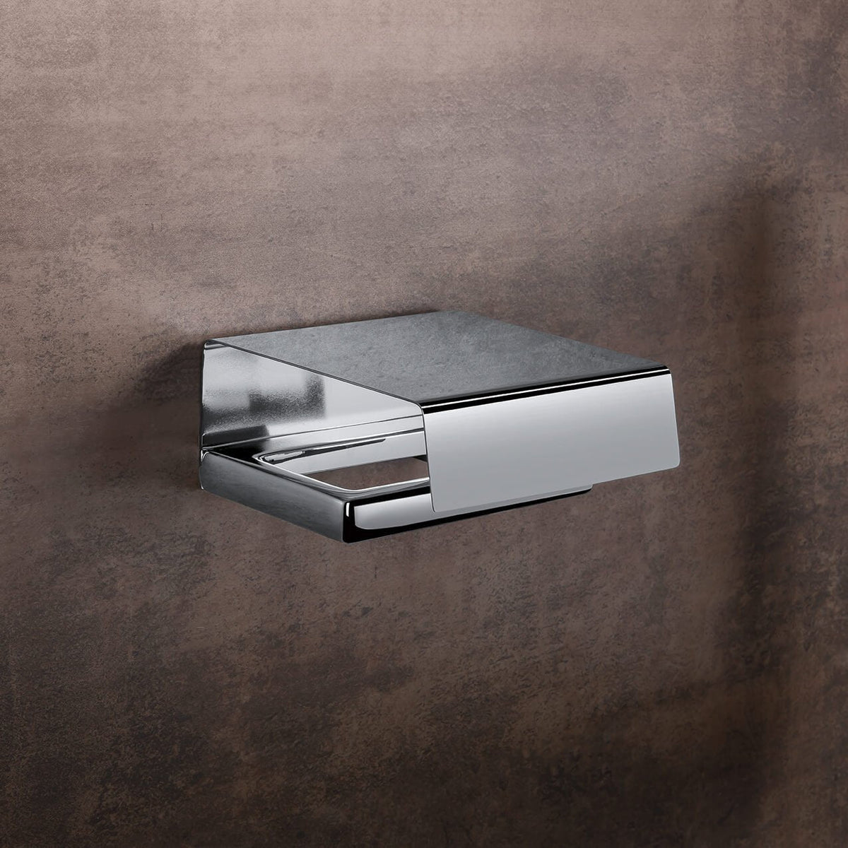 Colombo Lulu Porta Rotolo Coperto a muro in ottone Cromo montato a parete, vista del design e della finitura - Colombo Design