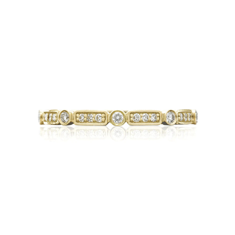 Tacori Sculpted Crescent 18k Gold Bezel Droplet and Basket Alternating Wedding Band - Eternity